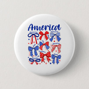 4th Of July Christian Coquette Bow America Indepen 6 Cm Round Badge