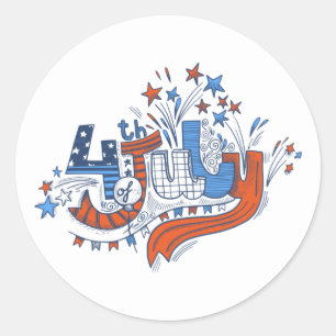 4th of July  Classic Round Sticker