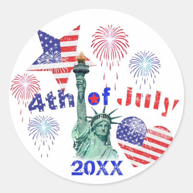 4th of July Classic Round Sticker (Front)