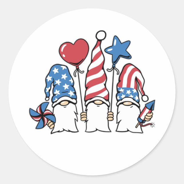 4th of July Classic Round Sticker (Front)