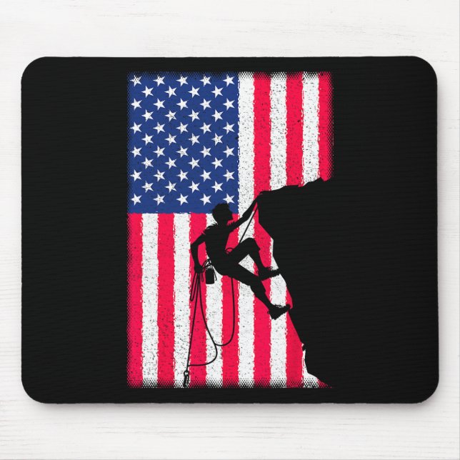 4th Of July Climbing Patriotic Usa Flag Mountain C Mouse Mat (Front)