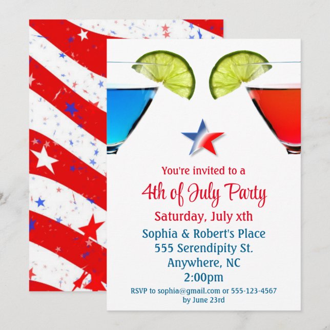 4th of July Cocktail Party Invitation (Front/Back)