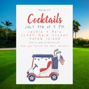 4th of July Cocktail Party / Patriotic Golf Cart Invitation