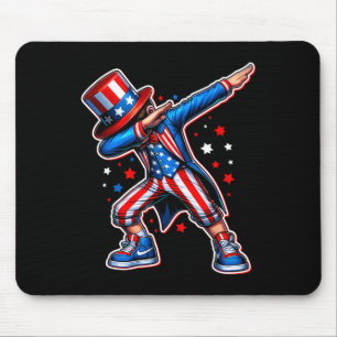 4th Of July Cool Dabbing Boy American Flag Patriot Mouse Mat