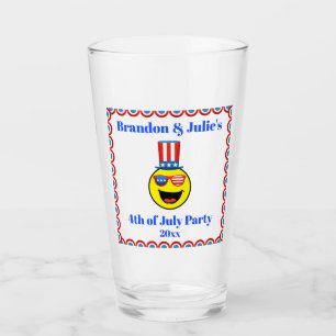 4th of July Cool Patriotic Emoji Beer Pint Glass