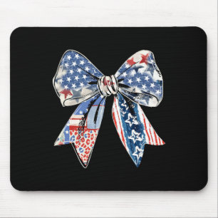 4th Of July Coquette Bow American Flag 1776 Indepe Mouse Mat