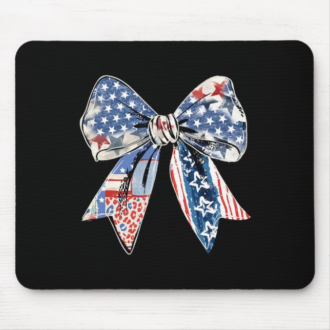 4th Of July Coquette Bow American Flag 1776 Indepe Mouse Mat (Front)