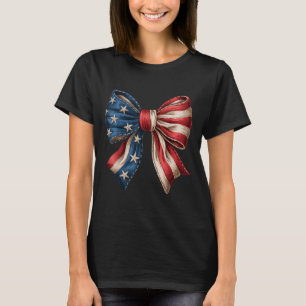 4th Of July Coquette Bow American Flag 1776 Indepe T-Shirt