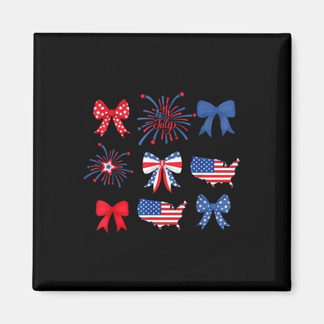 4th Of July Coquette Bow Fireworks Red White And B Magnet (Front)