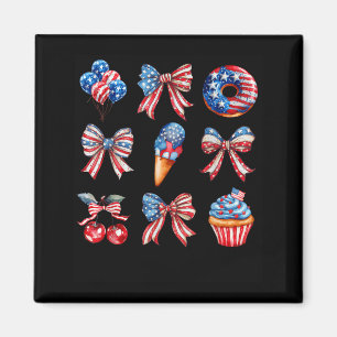 4th of July Coquette Bow Red White Blue USA Flag Magnet