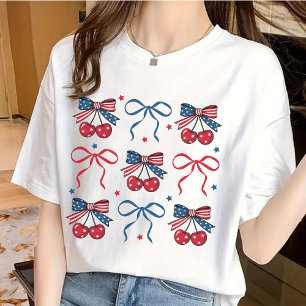 4th of July Coquette Bow Shirt, Patriotic USA Tee