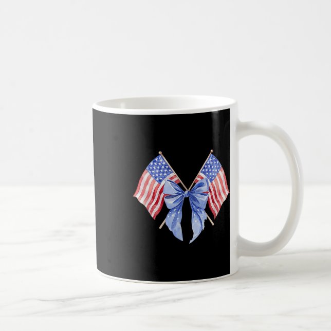4th Of July,coquette Bow Usa Flag ,independence Da Coffee Mug (Right)