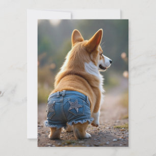 4th of July Corgi Dog  Invitation