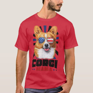 4th Of July Corgi Mama  T-Shirt