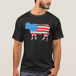 4th Of July Cow American Flag Cow T-Shirt
