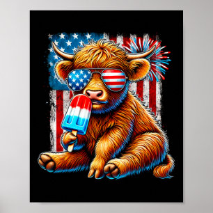 4th Of July Cow Popsicle Firework Usa American 1 Poster
