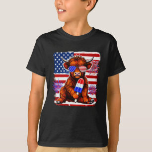 4th Of July Cow Popsicle Firework Usa American T-Shirt