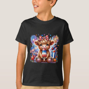 4th Of July Cow Popsicle Firework Usa American  T-Shirt