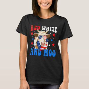 4th of July Cow Red White and Moo T-Shirt