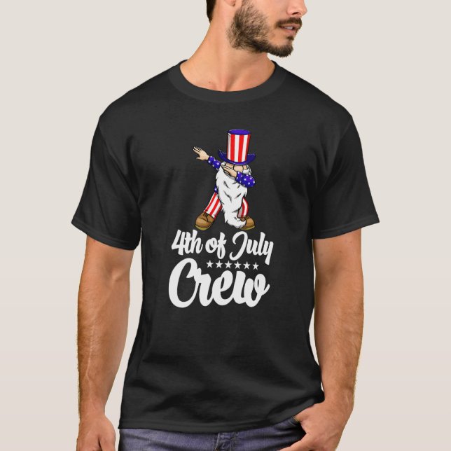 4th Of July Crew Gnome  Women America Flag Love  1 T-Shirt (Front)