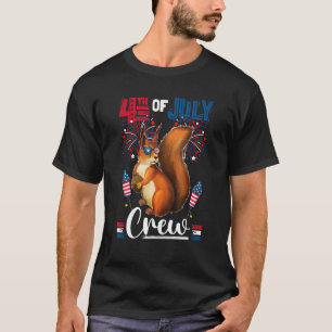 4th Of July Crew  Squirrel Sunglasses American Fla T-Shirt