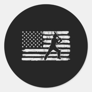 4th Of July Cricket Usa Us Flag States Vintage For Classic Round Sticker