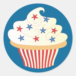 4th of July Cupcake Classic Round Sticker