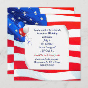 4th of July Curled Paper on Flag Invitation