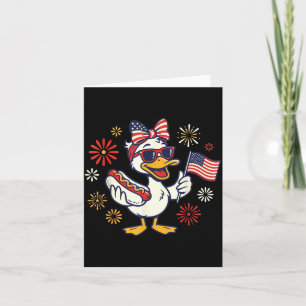 4th Of July Cute Aaamerica Duck Flag Patriotic Bow Card