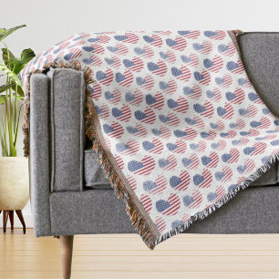 4th Of July Cute American Flag Patriotic Throw Blanket