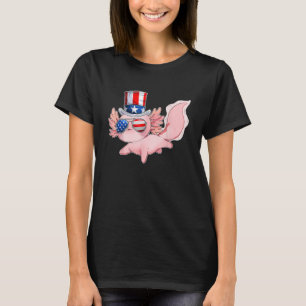 4th Of July Cute Axolotl Independence Day USA Glas T-Shirt