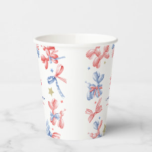 4th of July Cute Balloon Bow 1st Birthday Party Paper Cups