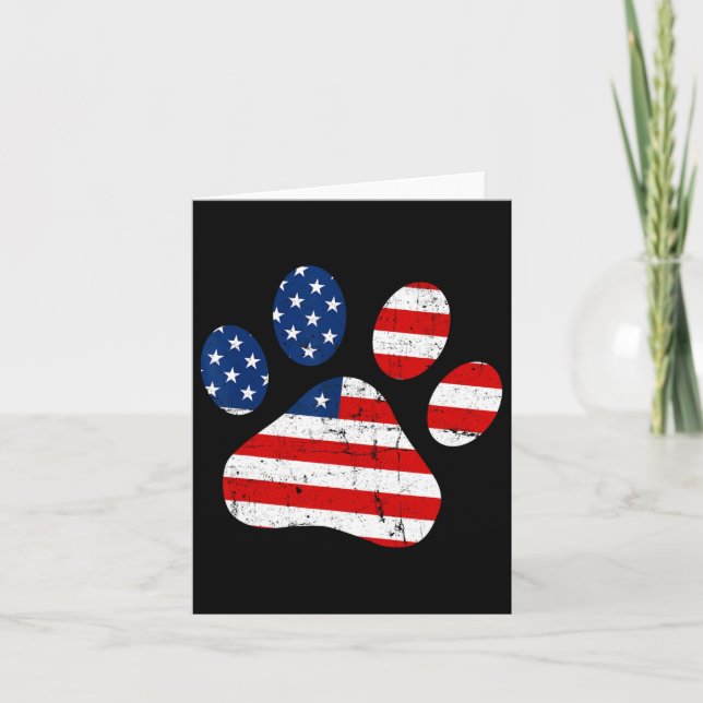 4th Of July Cute Dog Paw Usa American Flag Indepen Card (Front)