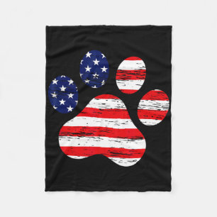 4th Of July Cute Dog Paw Usa American Flag Indepen Fleece Blanket