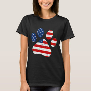 4th Of July Cute Dog Paw Usa American Flag Indepen T-Shirt