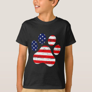 4th Of July Cute Dog Paw Usa American Flag Indepen T-Shirt