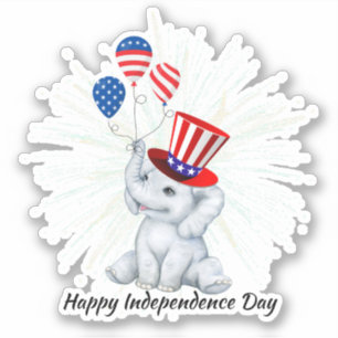 4th Of July Cute elephant Happy freedom Usa Flag