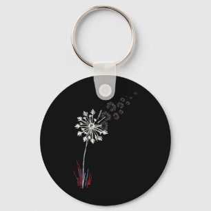 4th Of July Cute Flower American Patriotic 1 Key Ring