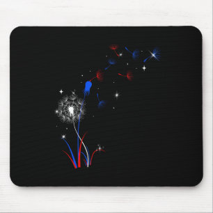 4th Of July Cute Flower American Patriotic Mouse Mat
