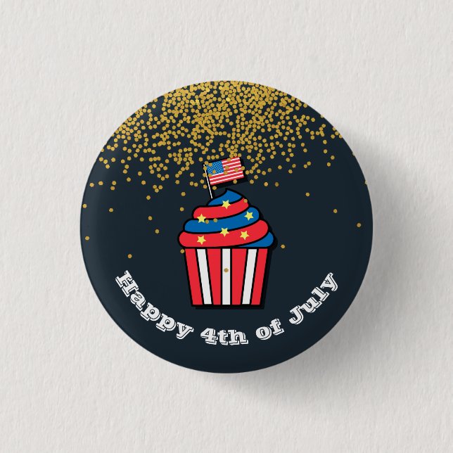 4th of July Cute Graphic modern American Glitter 3 Cm Round Badge (Front)