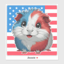4th of July Cute Guinea Pig Sticker