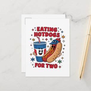 4th Of July Cute Hotdogs Announcement Postcard