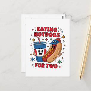 4th Of July Cute Hotdogs Postcard