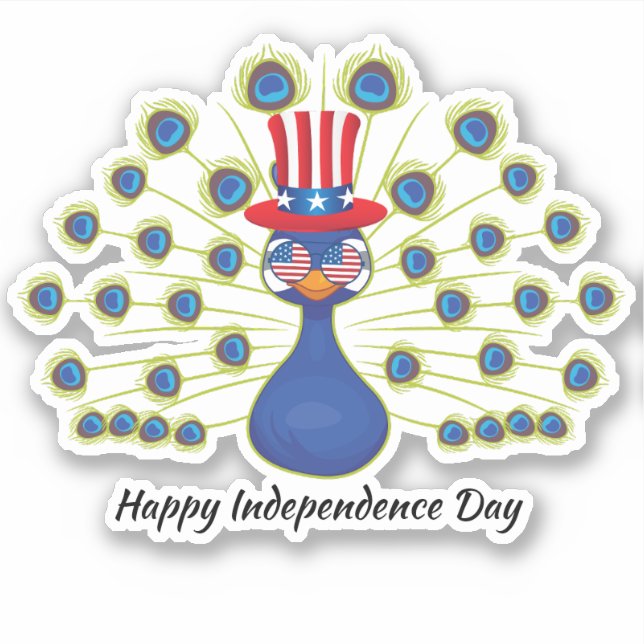4th Of July Cute peacock Indepe Day Usa Flag Glass (Front)