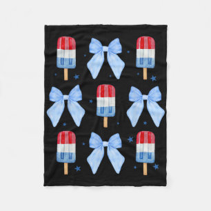4th Of July Cute Popsicle Bows Patriotic Women Kid Fleece Blanket