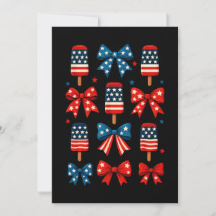 4th Of July Cute Popsicle Coquette Bow Patriotic Invitation
