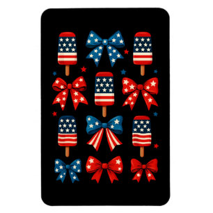 4th Of July Cute Popsicle Coquette Bow Patriotic Magnet