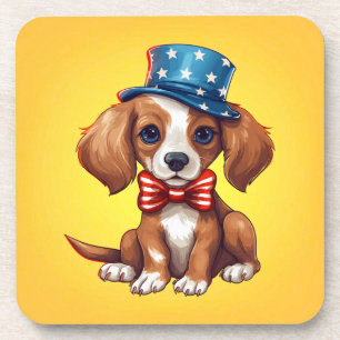 4th Of July Cute Puppy Dog-71008 Coaster