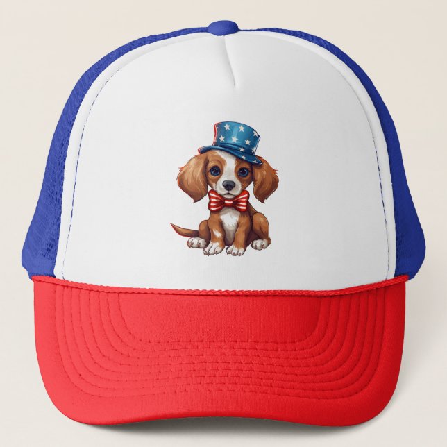 4th Of July Cute Puppy Dog-71009 Trucker Hat (Front)