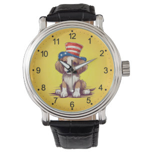 4th of July Cute Puppy Dog with Hat-54676 Watch